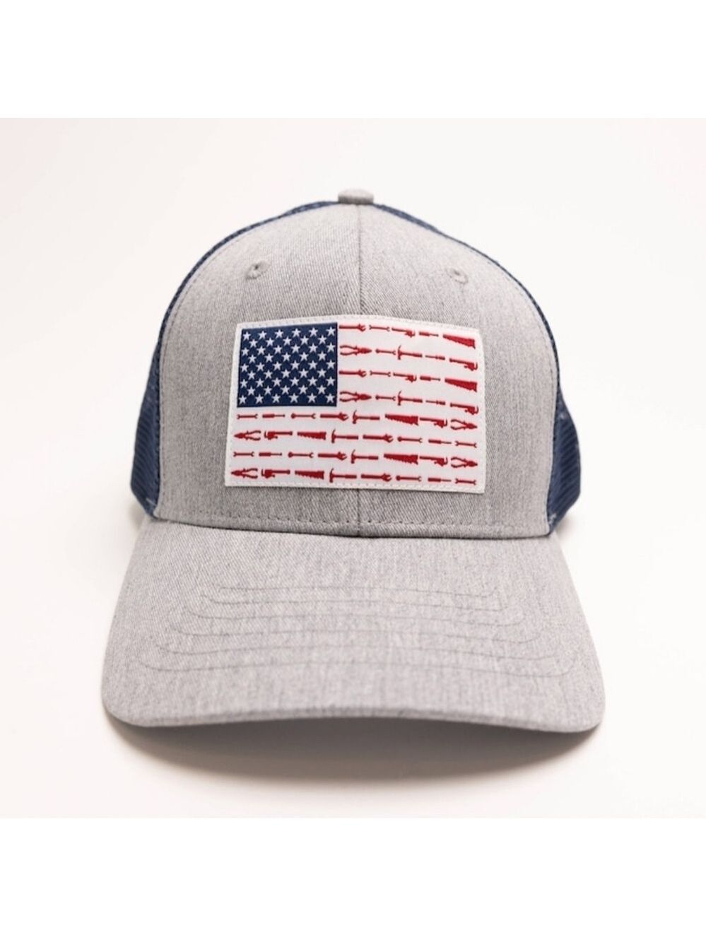 New Heathered Gray and Blue Tools American Flag Baseball Cap Cotton